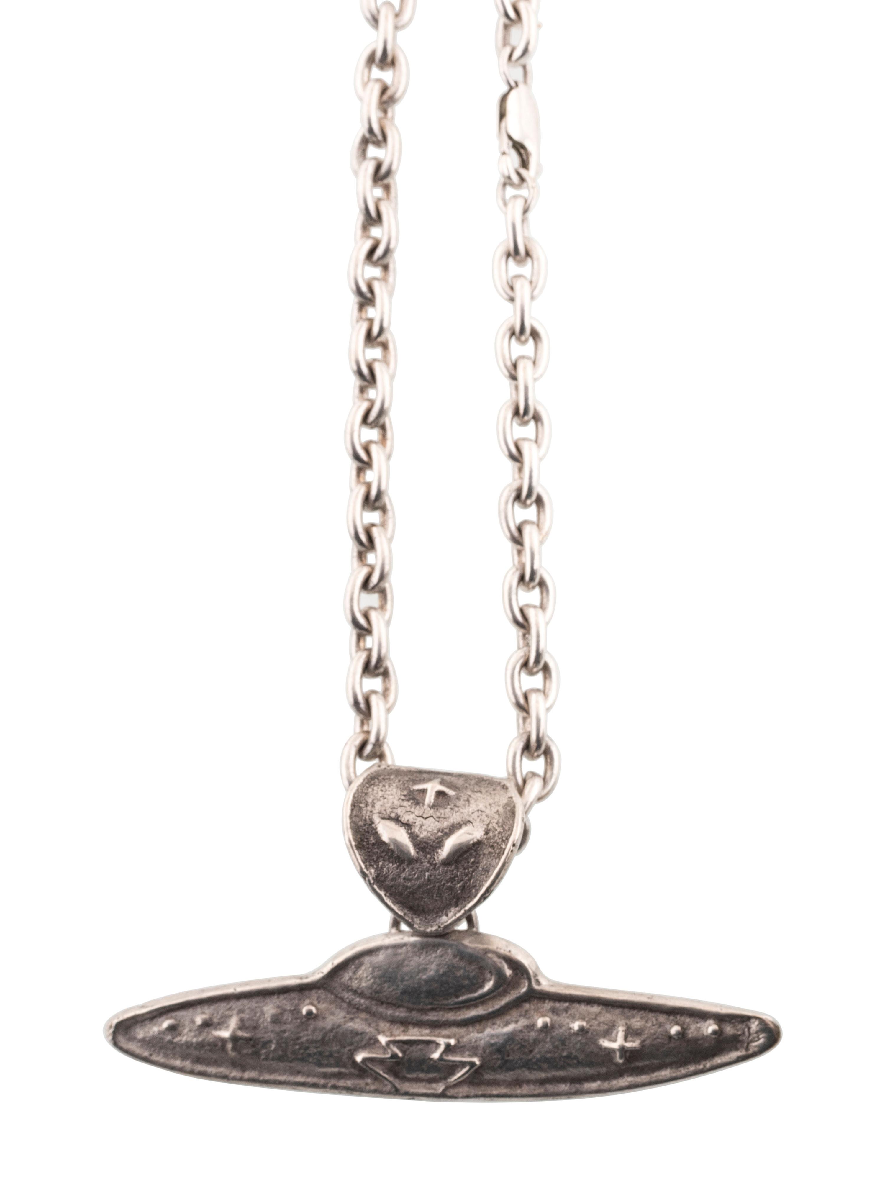 Navajo Tufa Cast Silver Space Themed Necklace