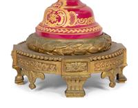 A Pair of Gilt Bronze Mounted Sevres Style Porcelain Covered Urns