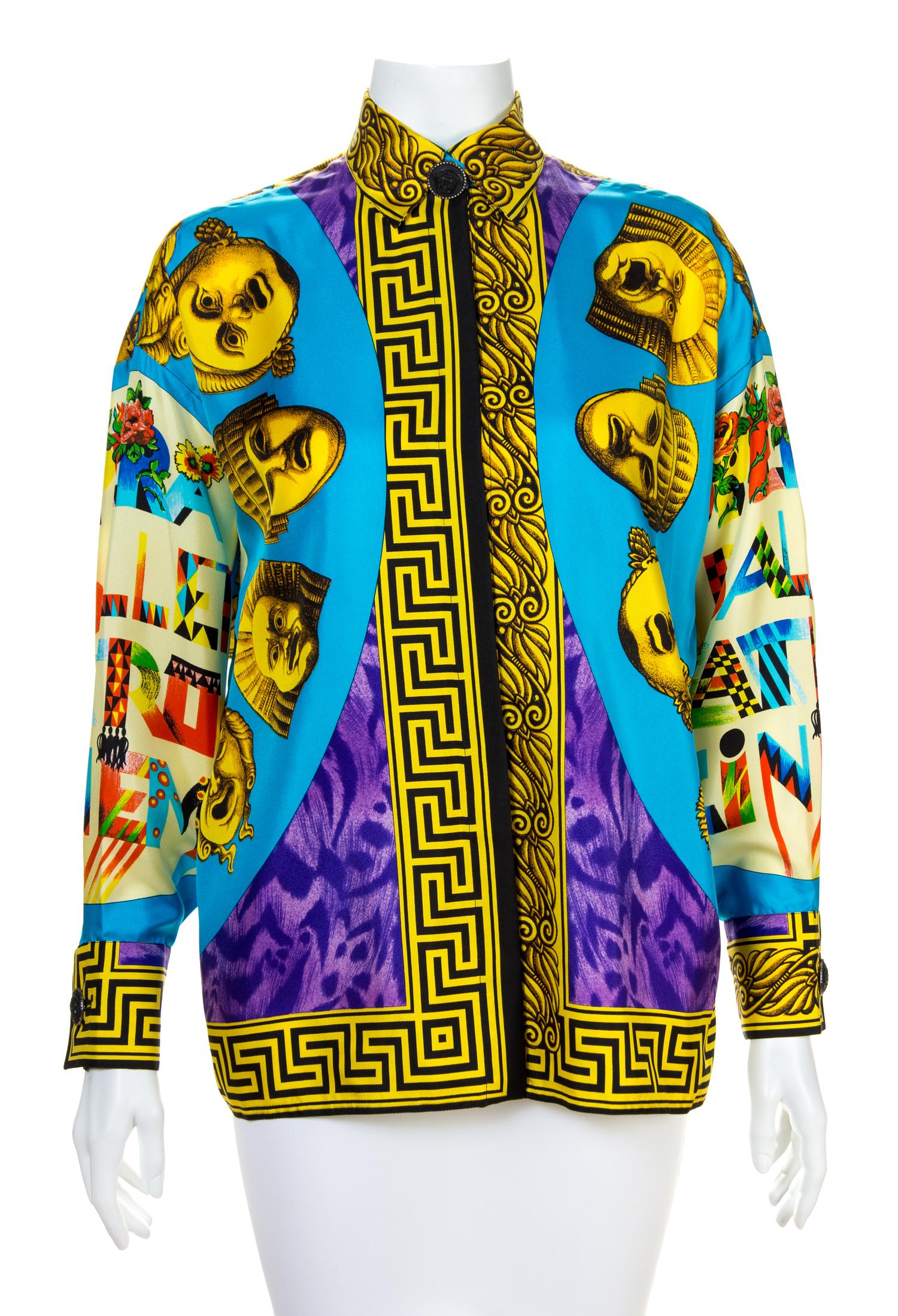 A Gianni Versace Silk Print Shirt, Size 34.