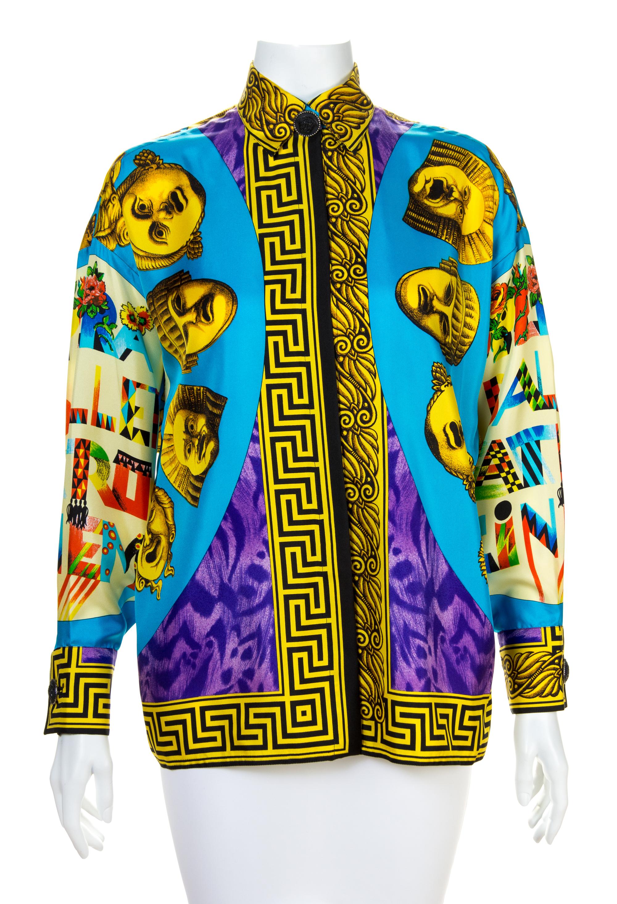 A Gianni Versace Silk Print Shirt, Size 34.