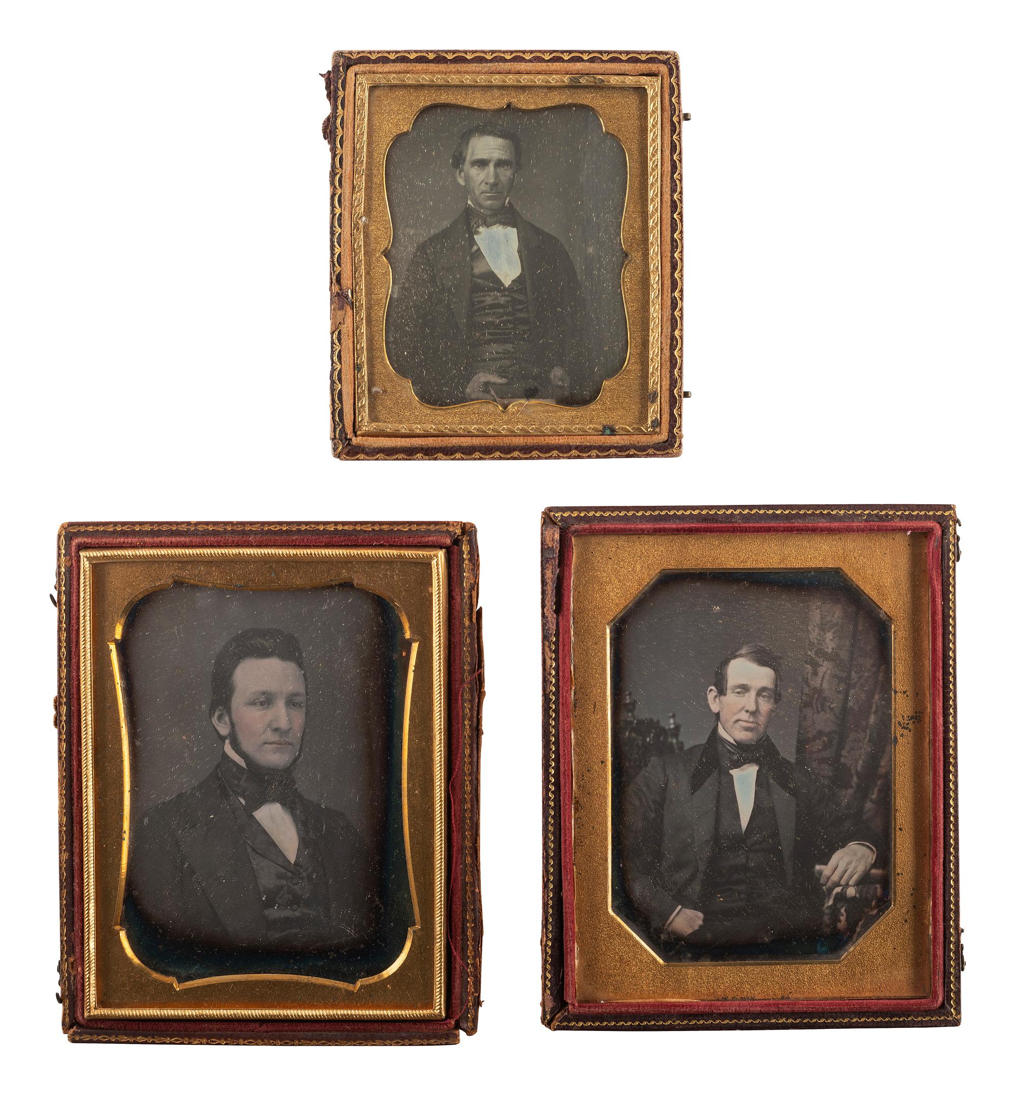 [EARLY PHOTOGRAPHY]. A group of 15 daguerreotypes of distinguished gentlemen of varying ages, including: