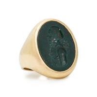 Yellow Gold and Bloodstone Intaglio Ring