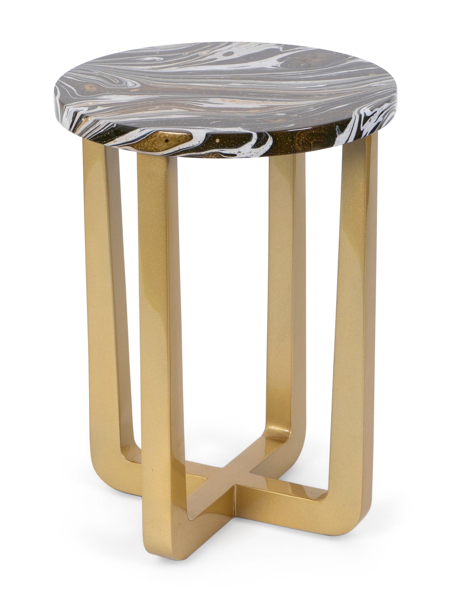 A Contemporary Lacquered Lamp Table with a Painted Marbelized Top — 21ST CENTURY