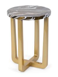 A Contemporary Lacquered Lamp Table with a Painted Marbelized Top — 21ST CENTURY