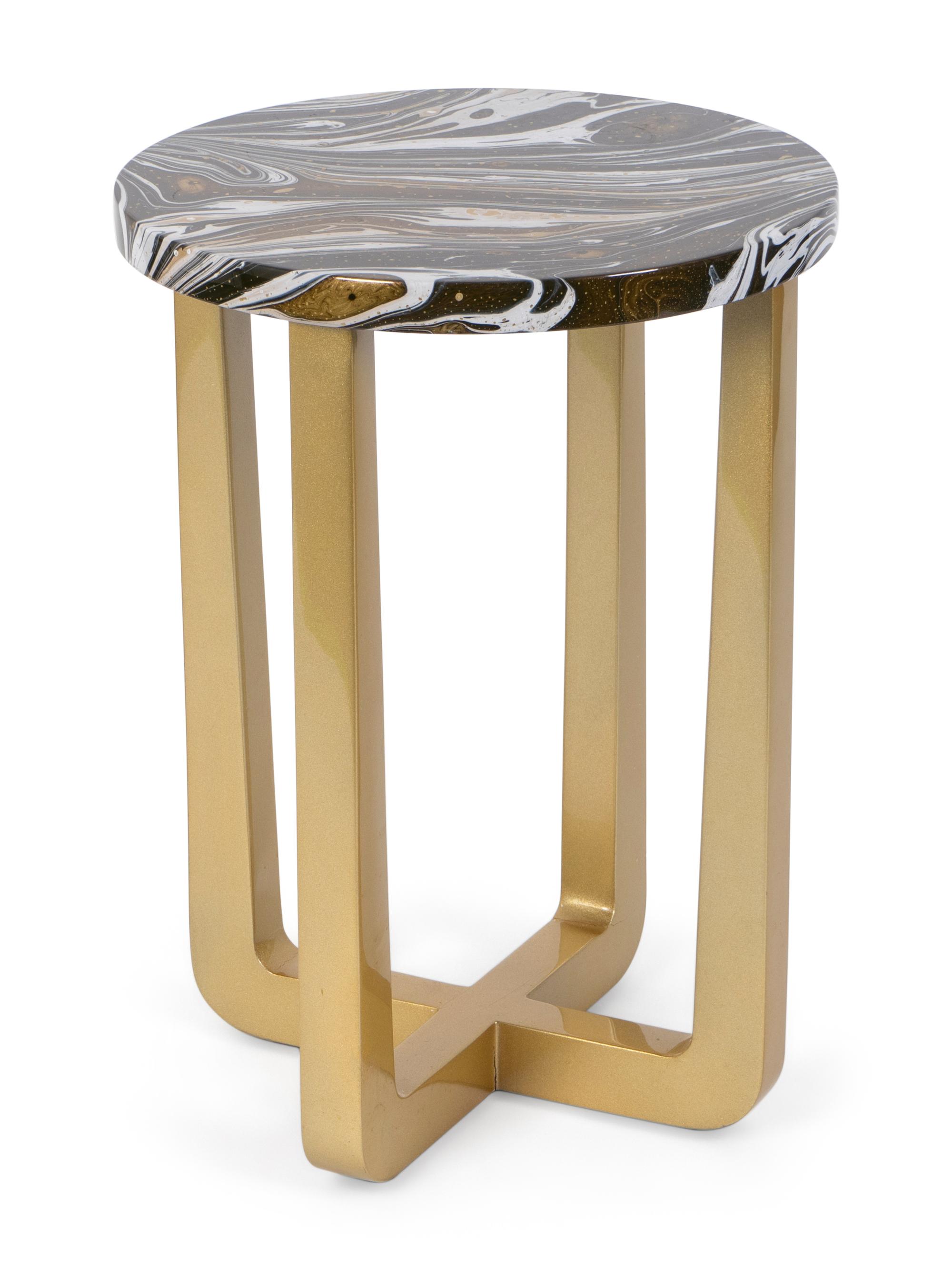 A Contemporary Lacquered Lamp Table with a Painted Marbelized Top — 21ST CENTURY