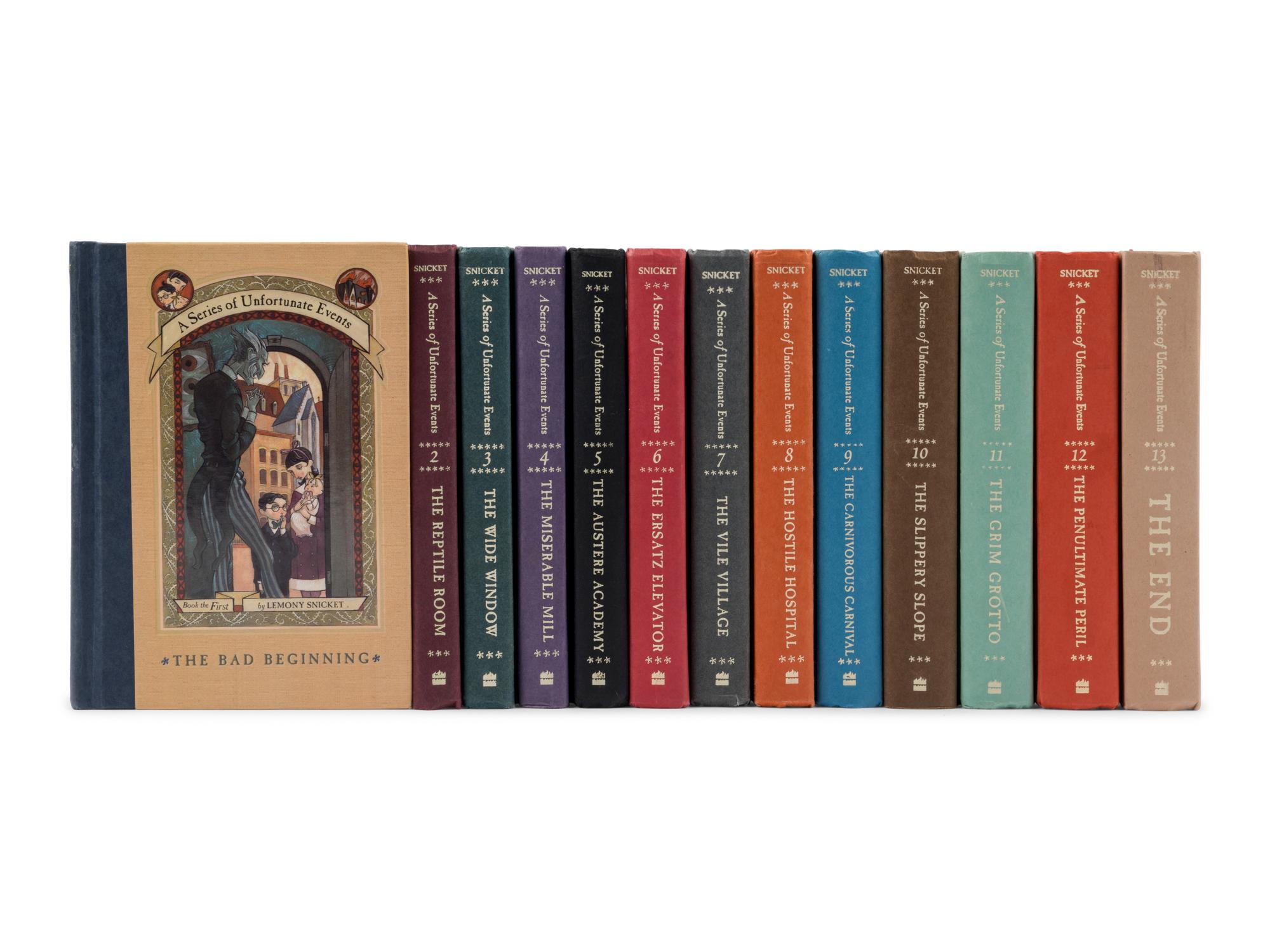 HANDLER, Daniel ("Lemony Snicket") (b. 1970). A group of the first 13 volumes of A Series of Unfortunate Events , comprising: