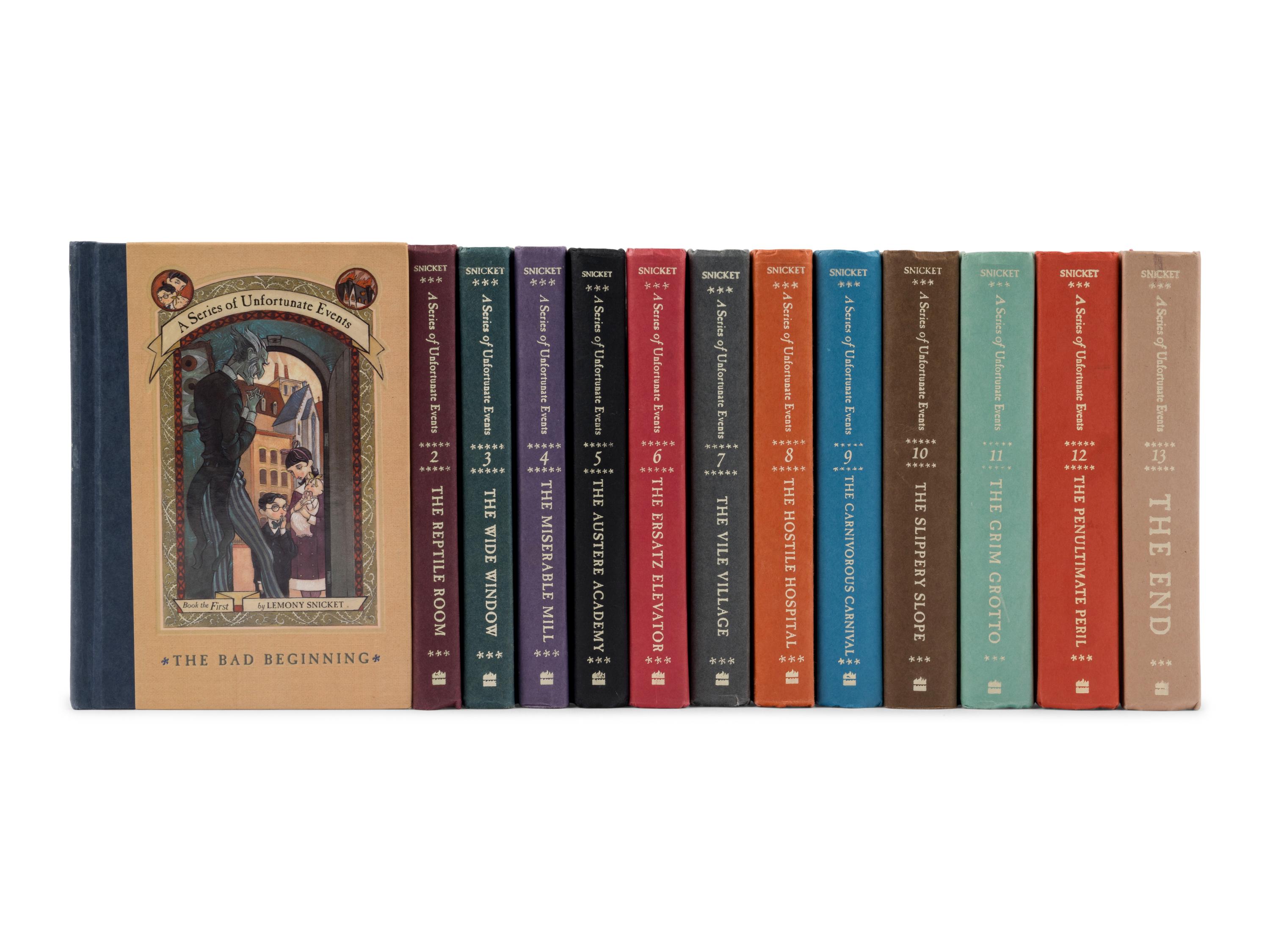 HANDLER, Daniel ("Lemony Snicket") (b. 1970). A group of the first 13 volumes of A Series of Unfortunate Events , comprising: