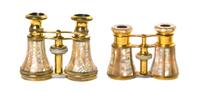 Two Pairs of French Mother-of-Pearl Opera Glasses, Width of wider 4 3/8 inches.