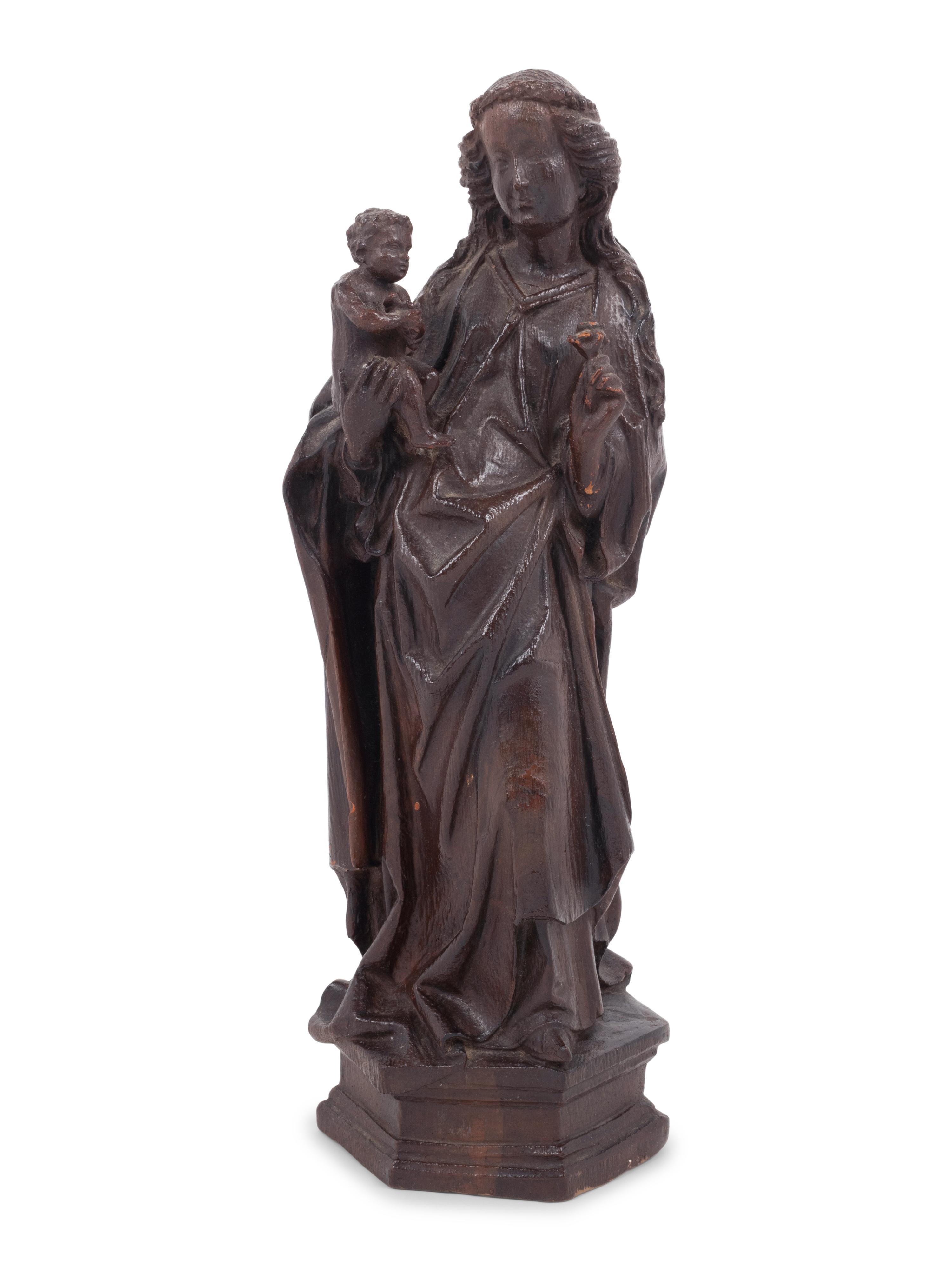 A German Baroque Style Composition Figure of the Madonna and Child