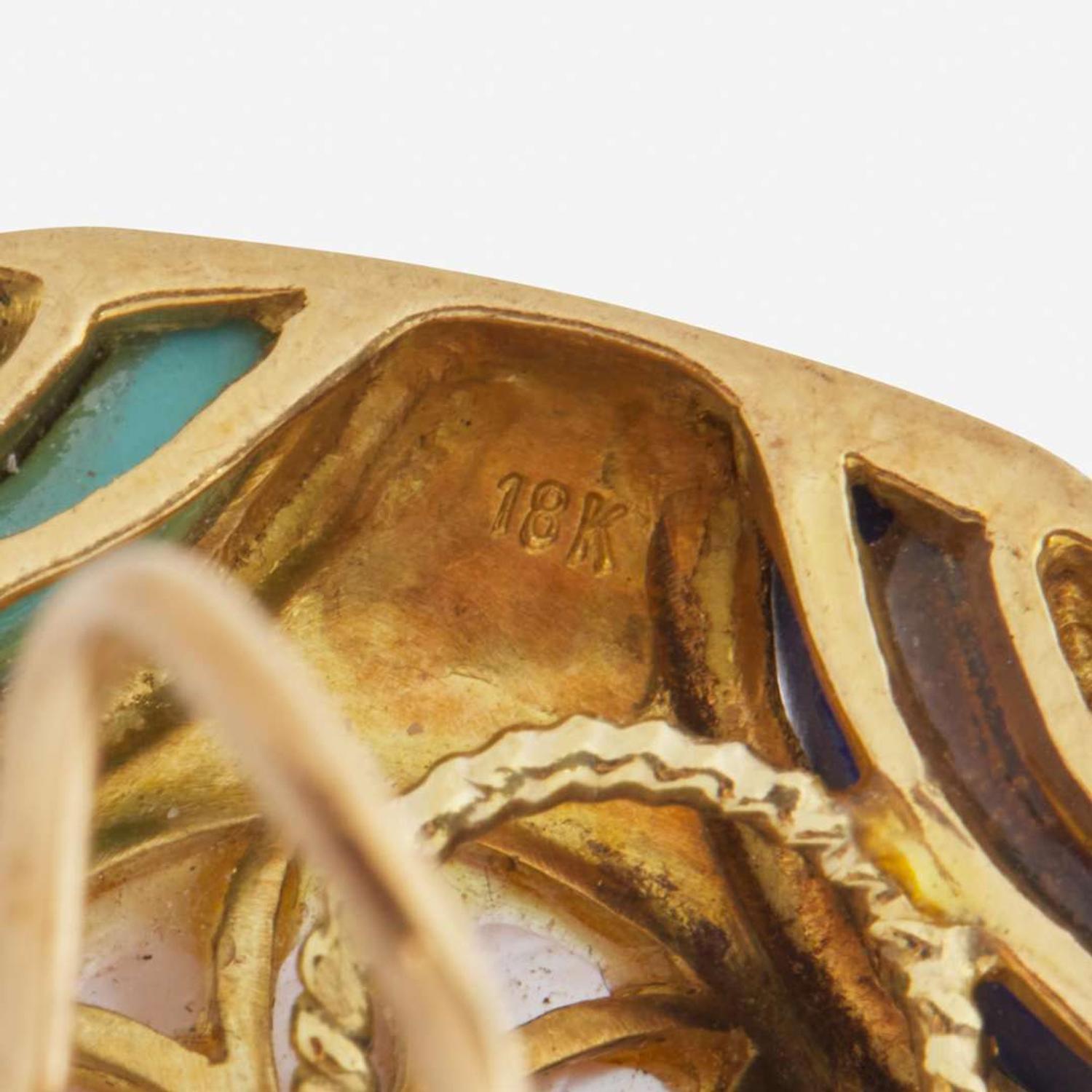 A Set of 18K Yellow Gold and Gemstone Ear Clips and Ring