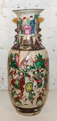 A Chinese Famille Rose Porcelain Vase Height 23 1/2 inches.