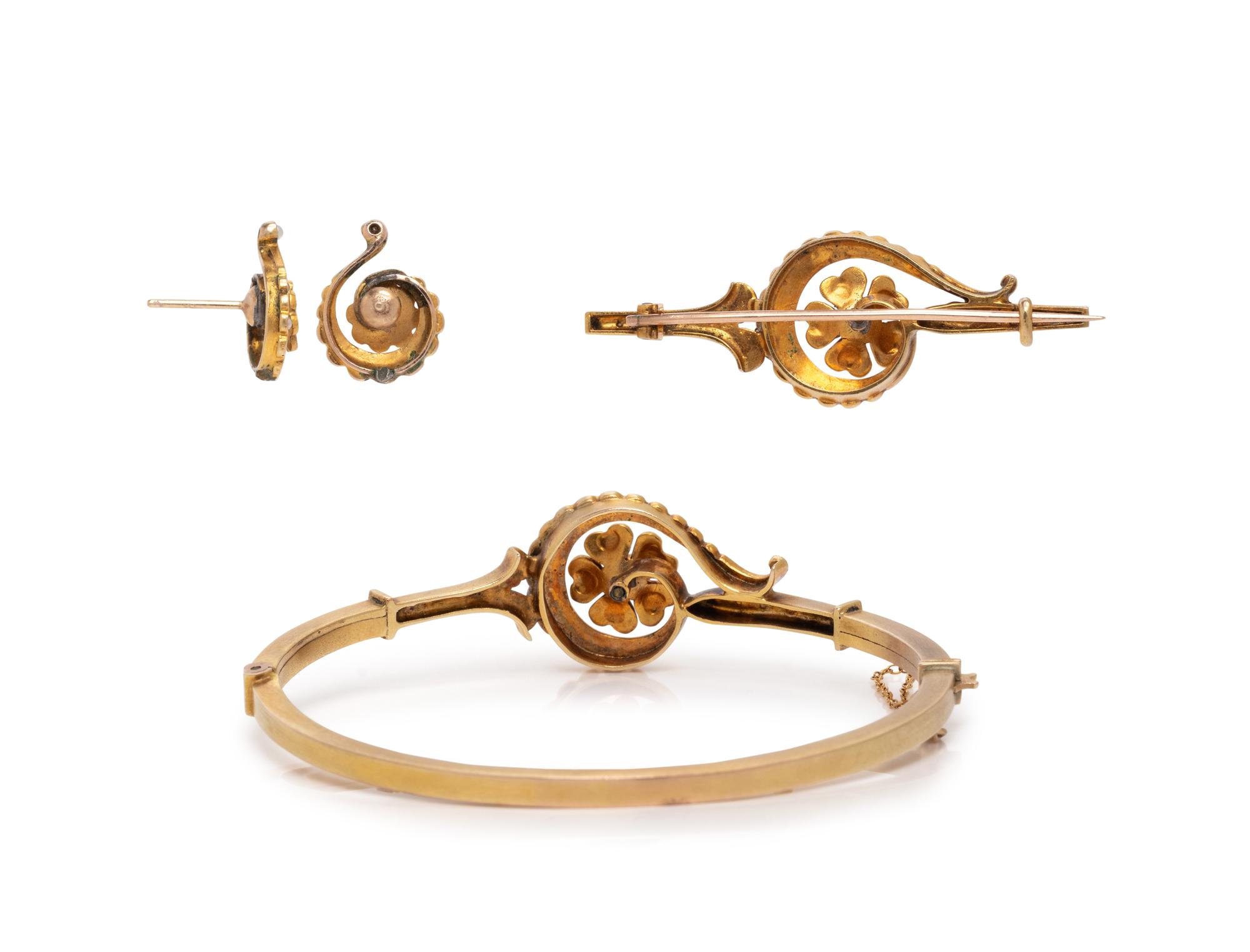 YELLOW GOLD AND SEED PEARL JEWELRY