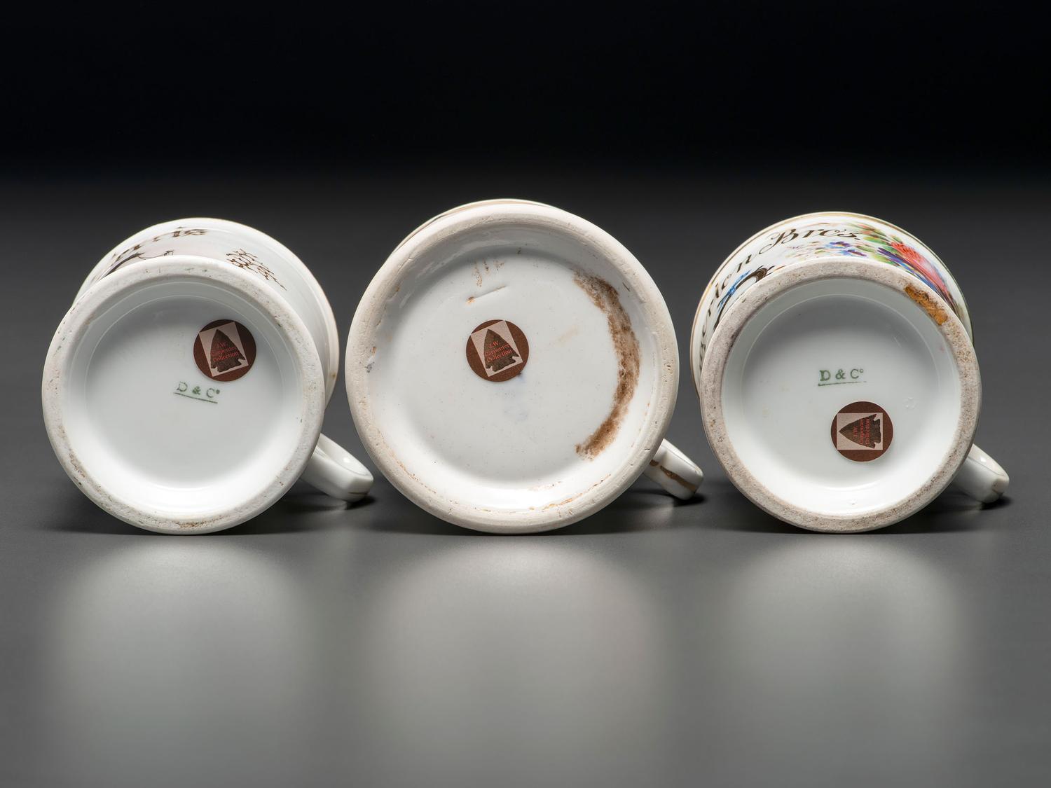 Three Equestrian Occupational Porcelain Shaving Mugs