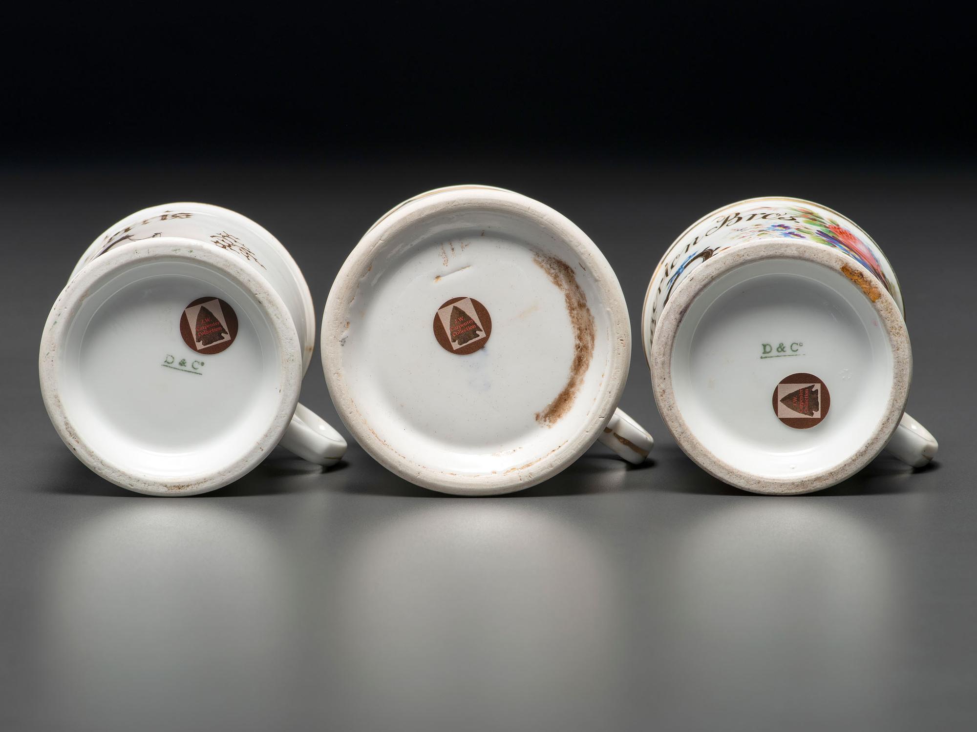 Three Equestrian Occupational Porcelain Shaving Mugs
