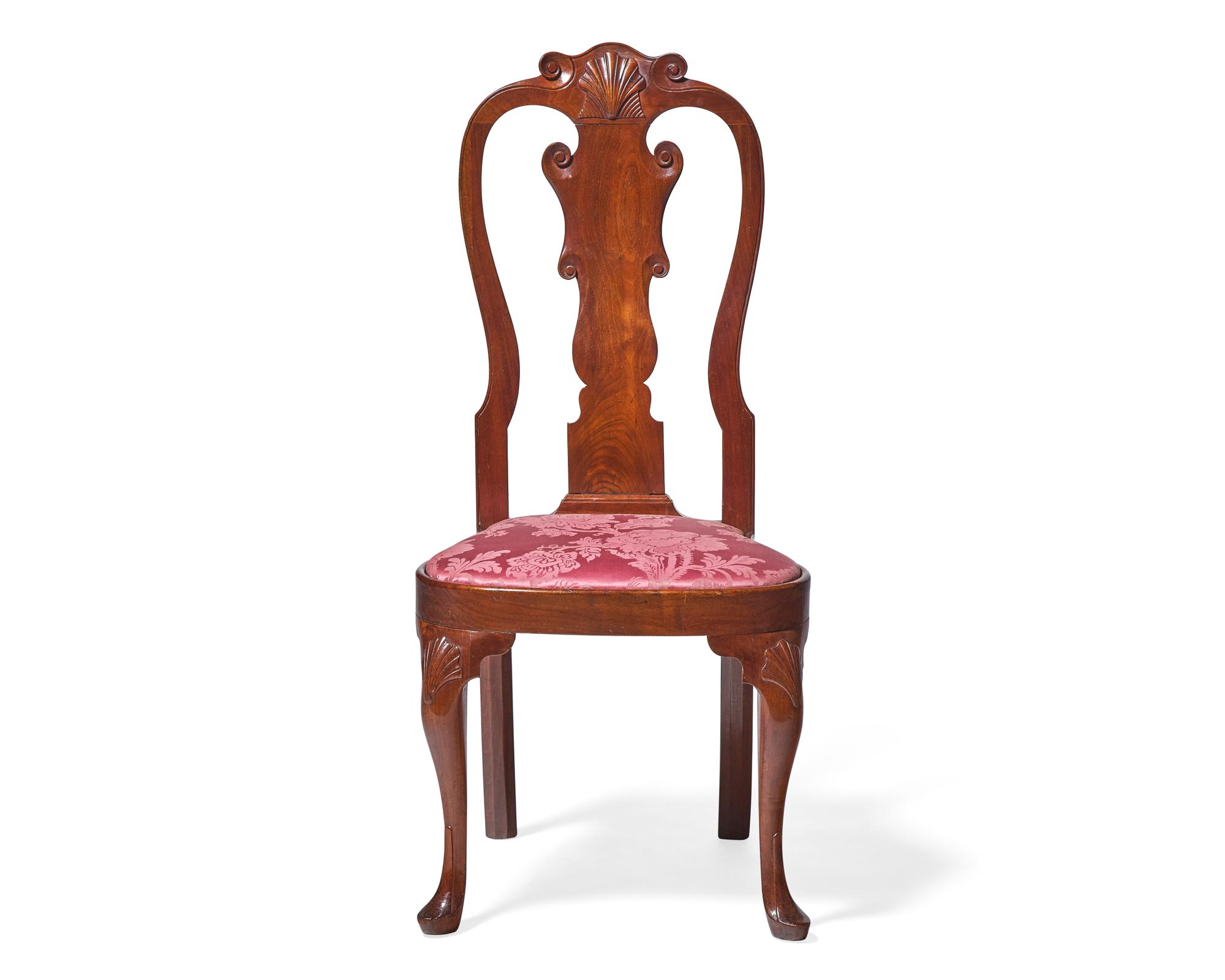 A Queen Anne Carved Walnut Compass-Seat Side Chair