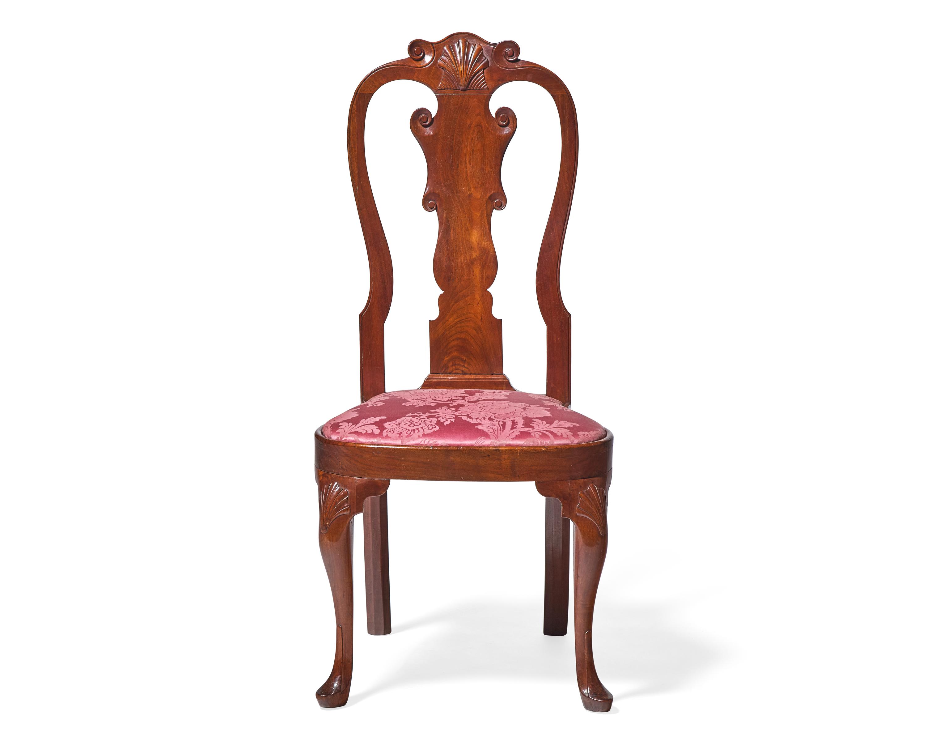 A Queen Anne Carved Walnut Compass-Seat Side Chair