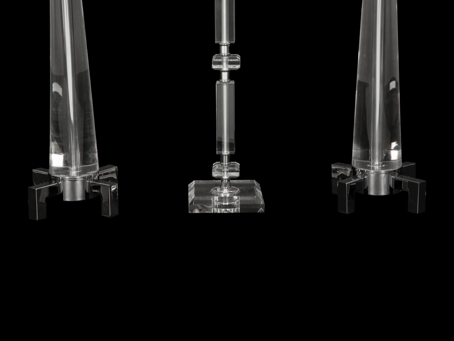 A Pair of Acrylic and Chrome Table Lamps and Another Single Table Lamp