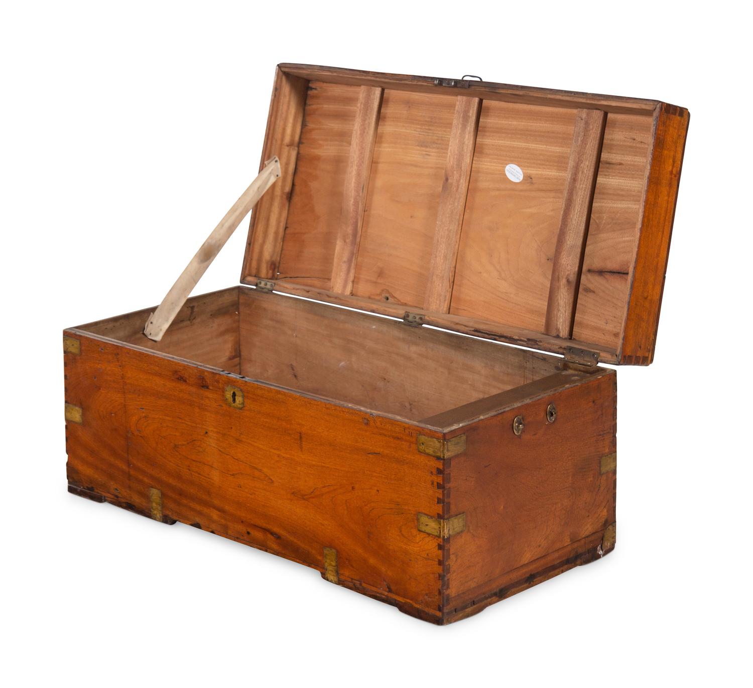 An English Brass Mounted Elm Campaign Trunk