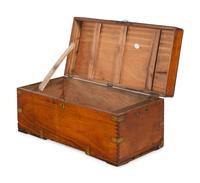 An English Brass Mounted Elm Campaign Trunk