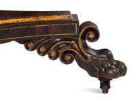 A Classical Parcel Gilt, Stencil Decorated, Carved and Inlaid Mahogany Tilt-Top Claw-Foot Breakfast Table