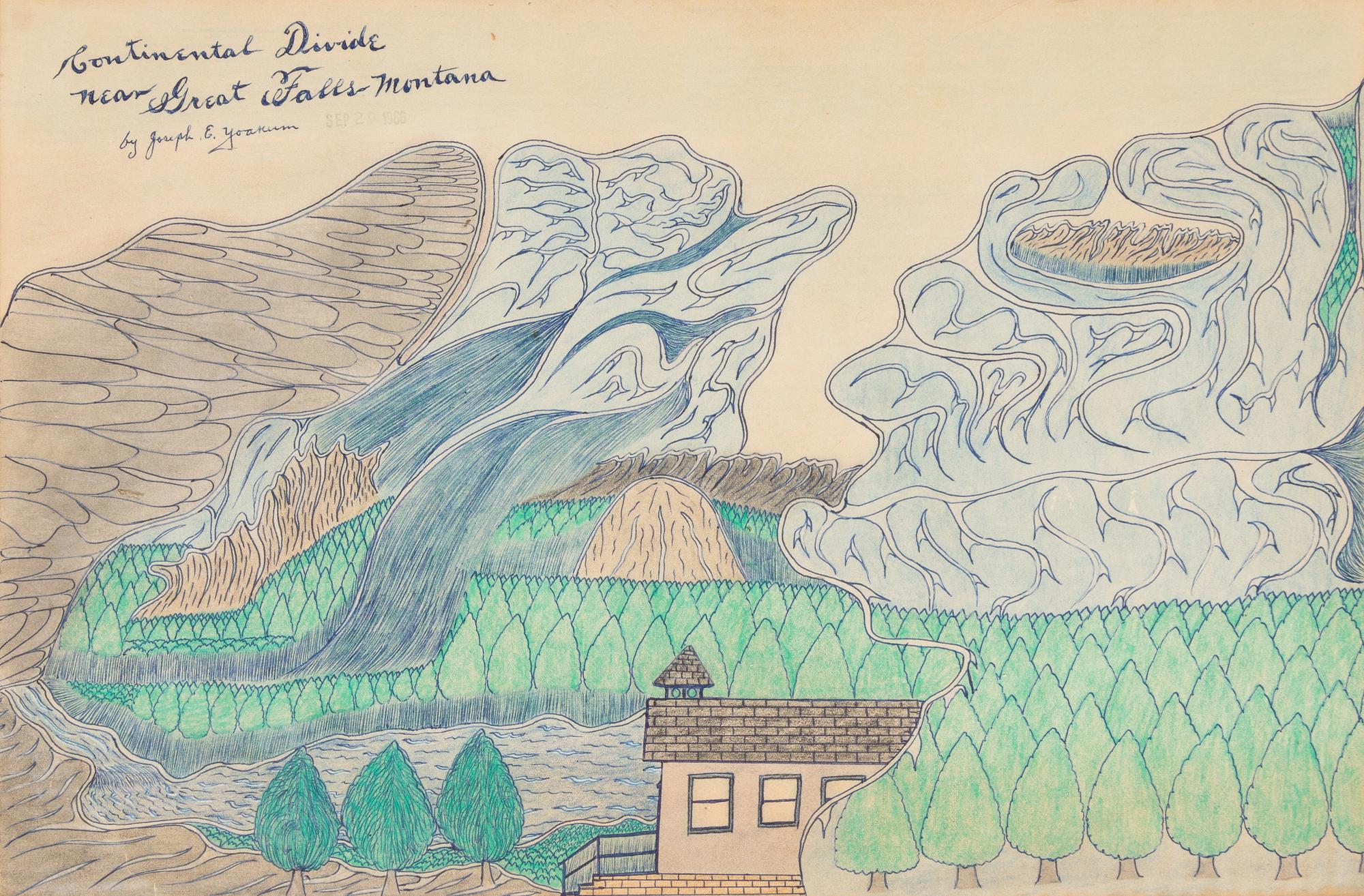 Joseph Yoakum, (American, 1886-1972), Continental Divide near Great Falls Montana, 1966