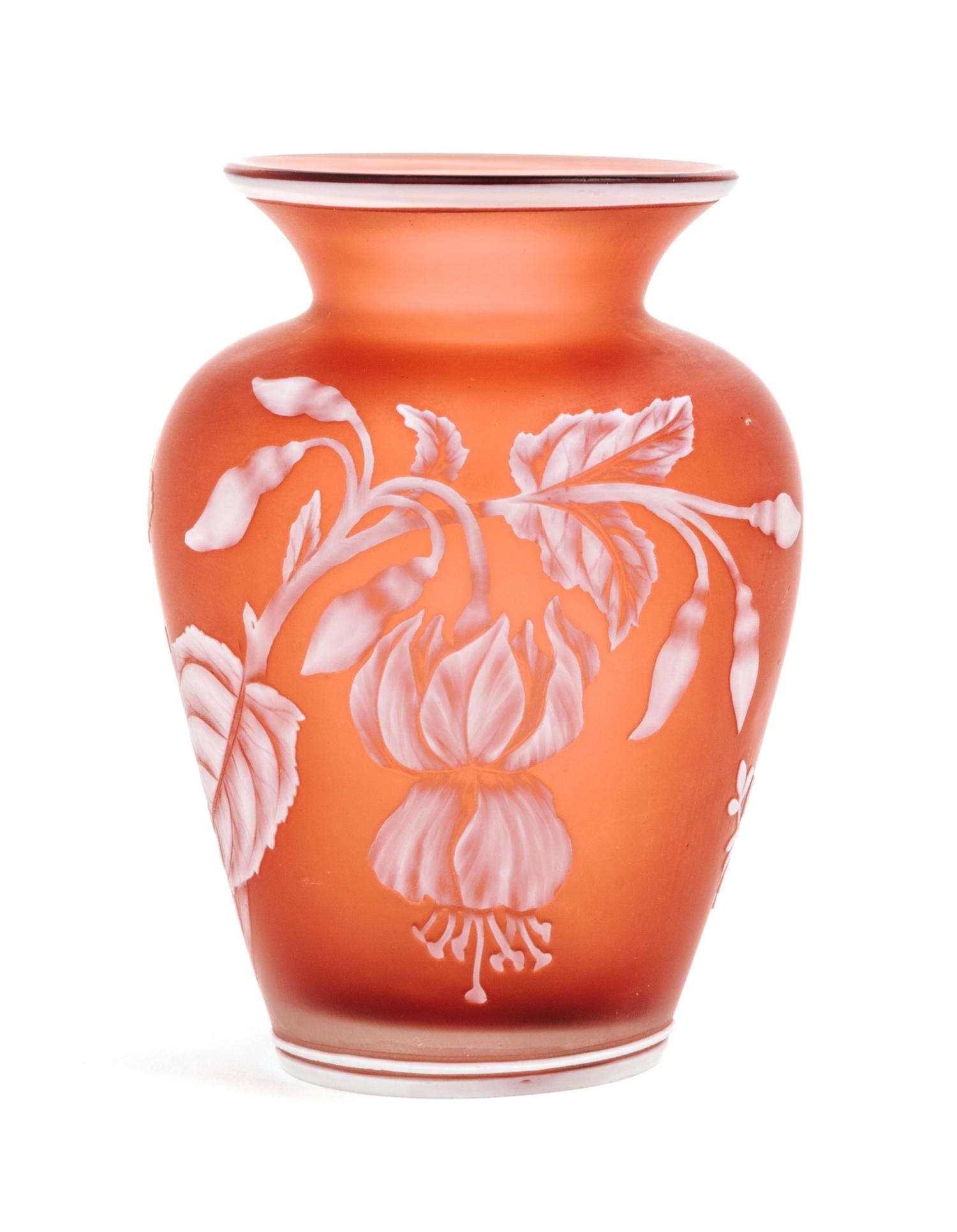 Stevens & Williams, LATE 19TH CENTURY, a cameo glass vase, of ovoid form with flared mouth having foliate decoration