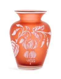Stevens & Williams, LATE 19TH CENTURY, a cameo glass vase, of ovoid form with flared mouth having foliate decoration