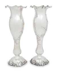 A Large Pair of American Silver Vases