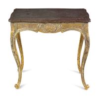 A Swedish Painted and Parcel Gilt Marble-Top Table