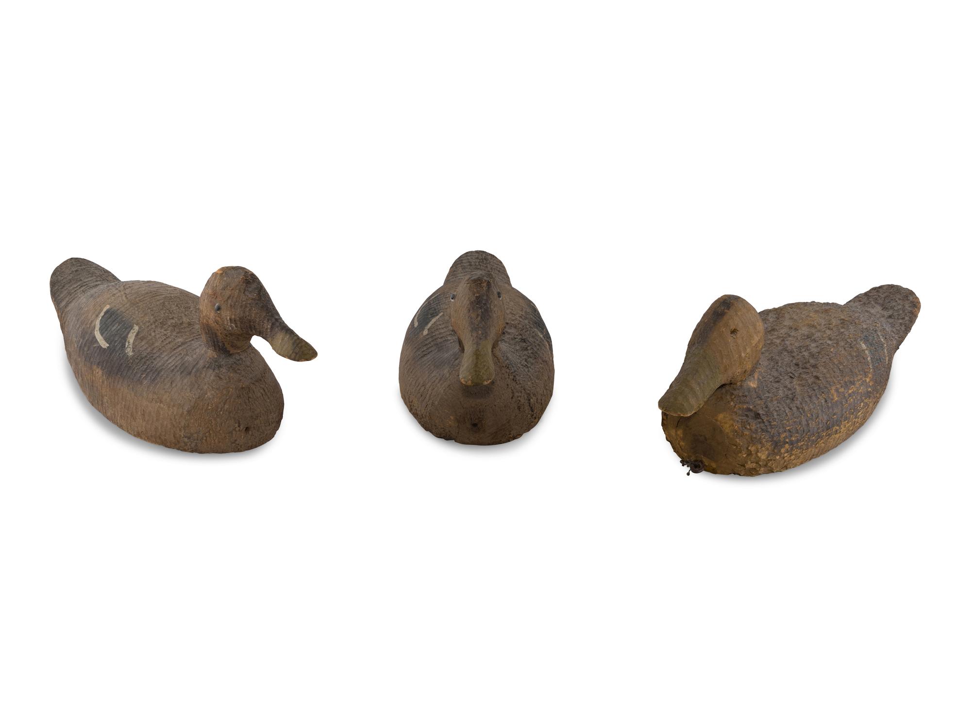 Three Wood Mallard Decoys