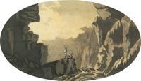 Travelers by a Mountain Torrent