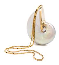 A Judith Leiber Mother of Pearl Shell Bag, 6 1/2 x 4 1/2 x 3 inches.