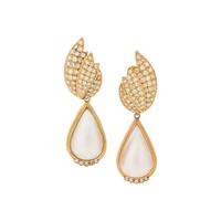 DIAMOND AND CULTURED MABE PEARL CONVERTIBLE EARCLIPS