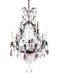 A Louis XV Style Bronze and Crystal Eight-Light Chandelier — LATE 19TH/EARLY 20 CENTURY