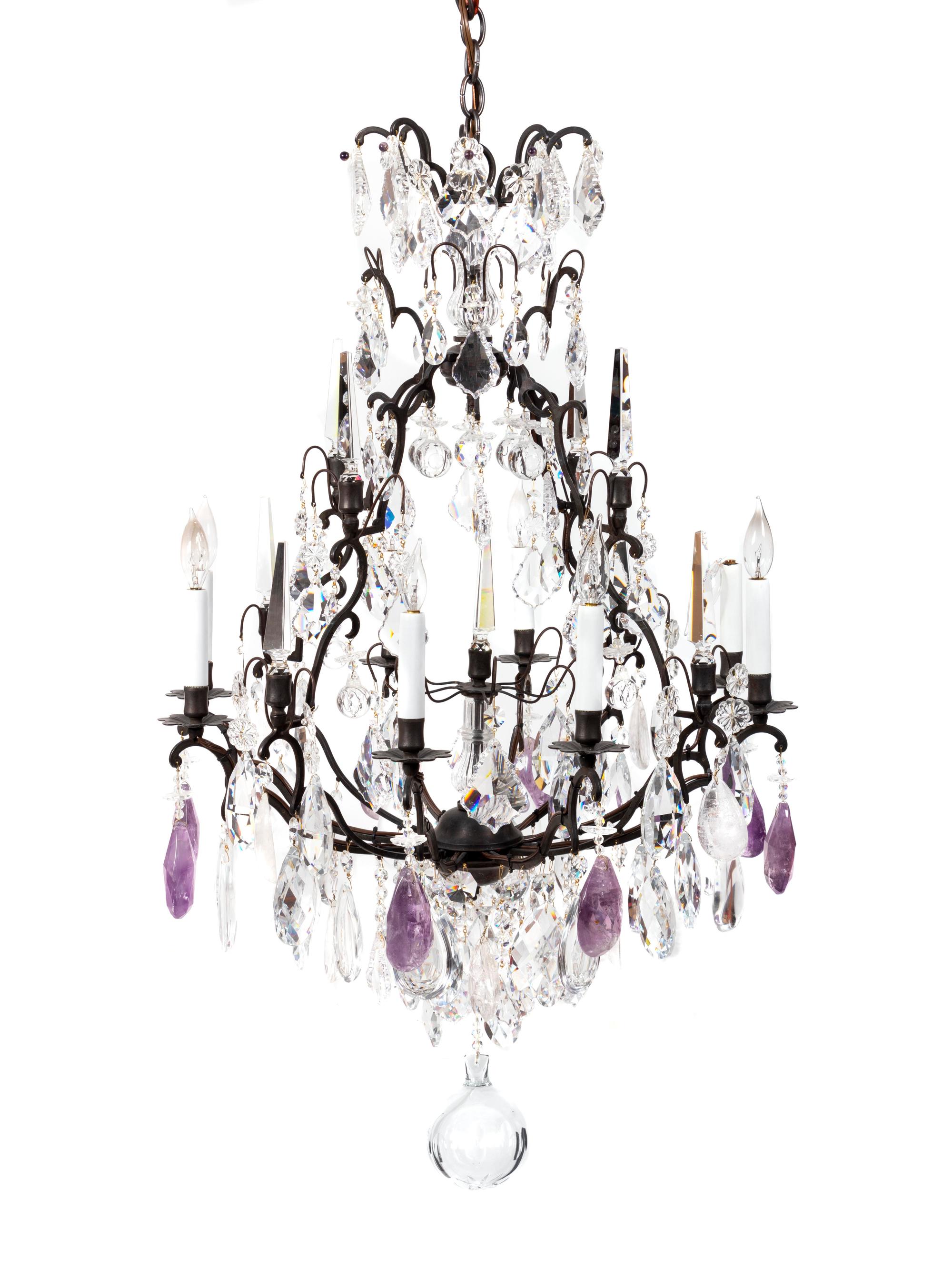 A Louis XV Style Bronze and Crystal Eight-Light Chandelier — LATE 19TH/EARLY 20 CENTURY