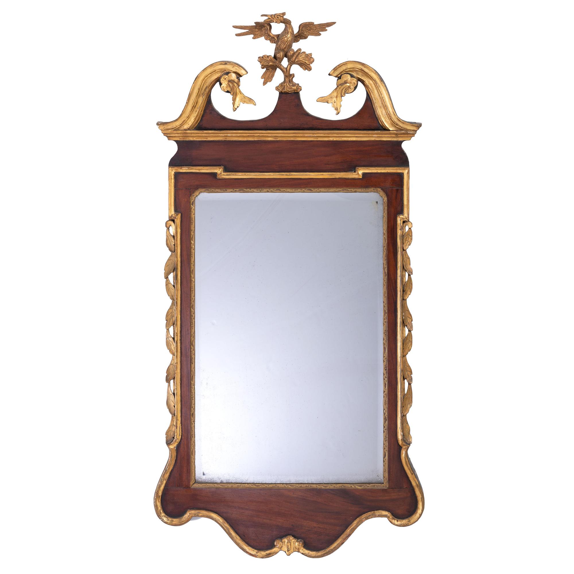 A Chippendale Carved and Parcel-Gilt Mahogany Looking Glass