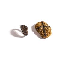 An Islamic Silver Ring and Byzantine Gilt-Silver Applique with Cross