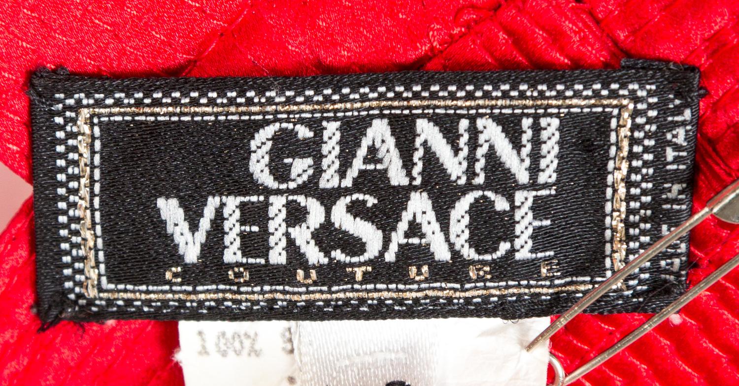 A Gianni Versace Red Silk Bondage Harness Bodice, Size 40.