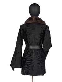 Norman Ambrose Black Persian Lamb Jacket with Sable Collar