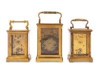 Three English and French Brass Carriage Clocks
