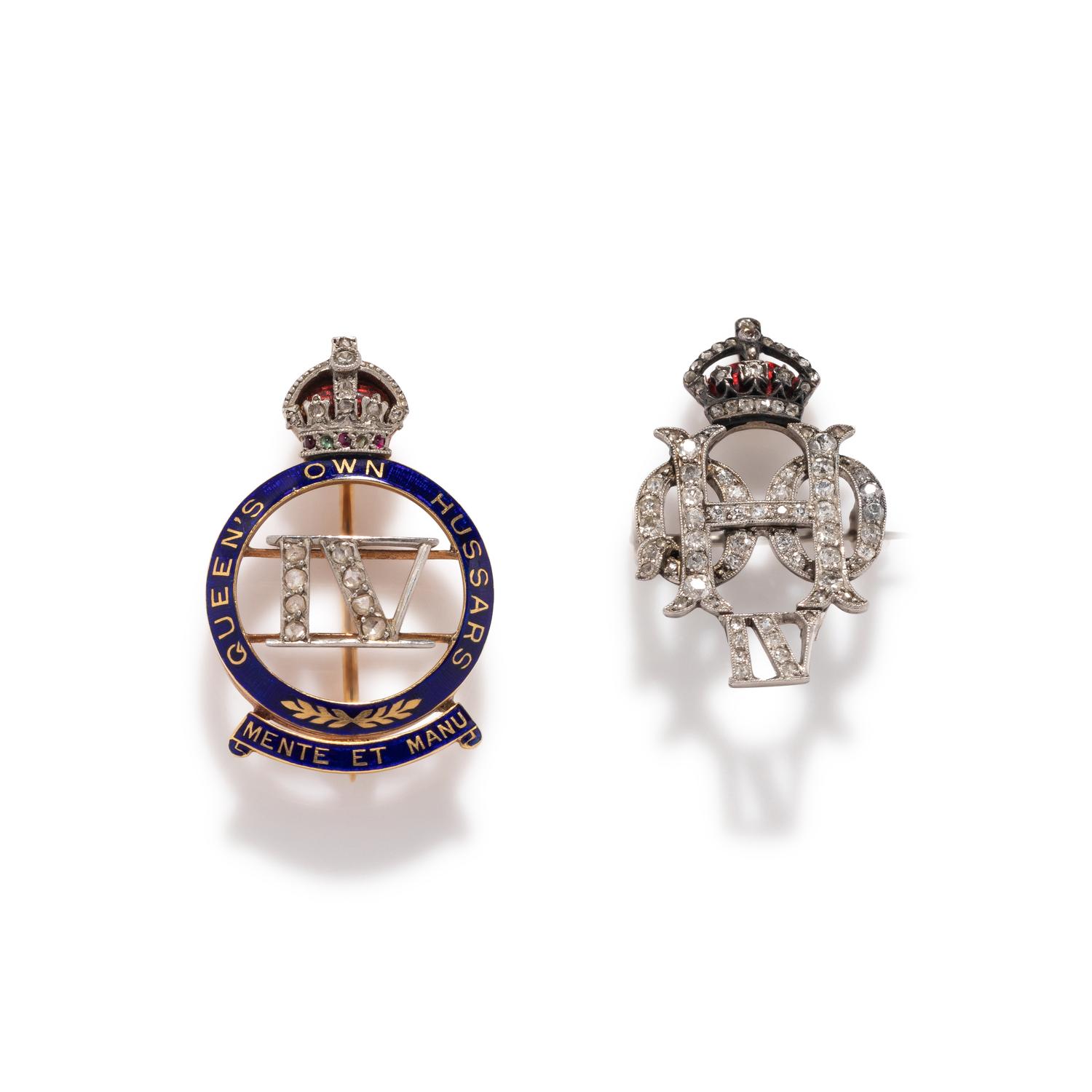 COLLECTION OF ANTIQUE DIAMOND MILITARY BROOCHES