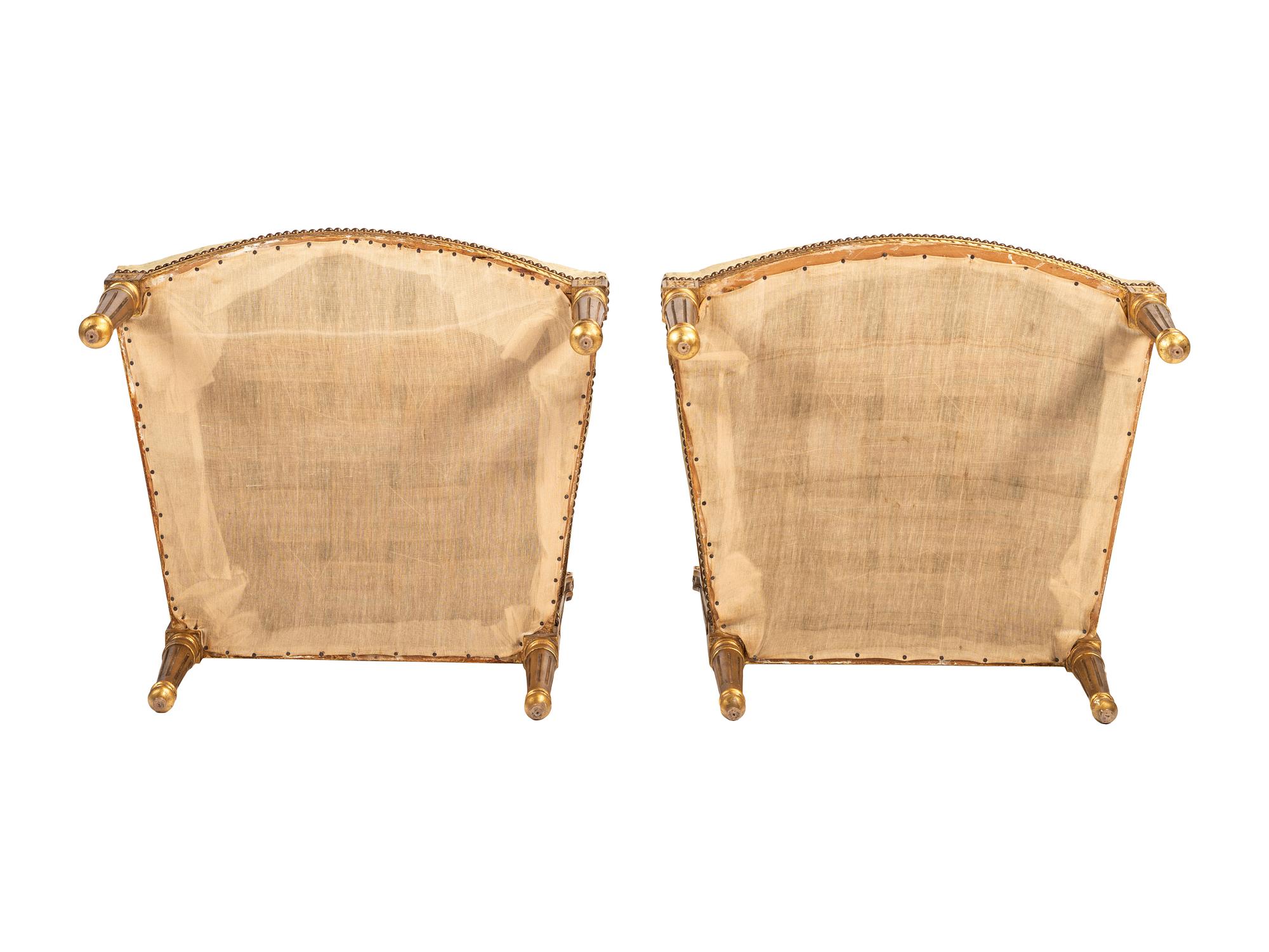 A Pair of Louis XVI-style Carved and Gilt Fauteuils
