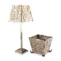 A Contemporary Italian Silvered Metal Table Lamp and Cache Pot