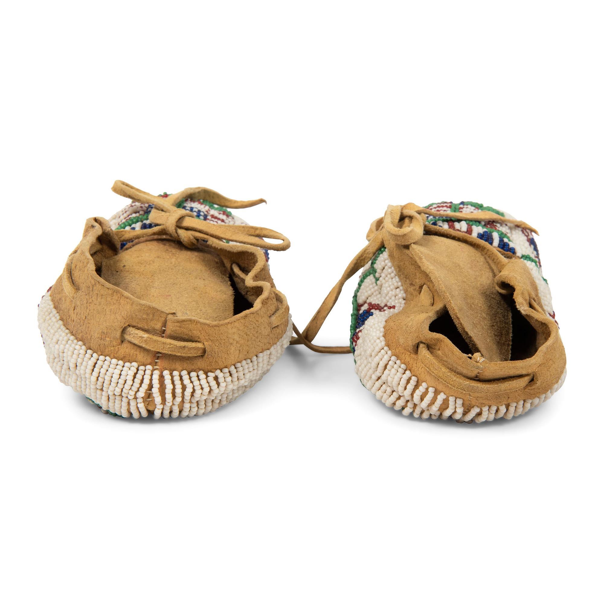 Sioux Child's Fully Beaded Moccasins, with American Flags