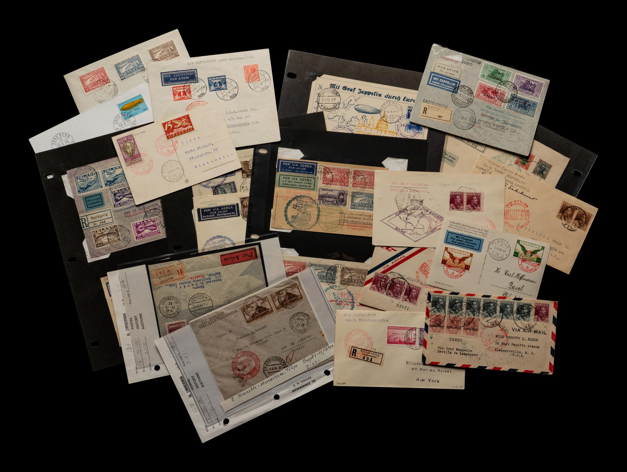 [FLIGHT COVERS] A Collection of European Dispatched Zeppelin Flight Covers and Postcards