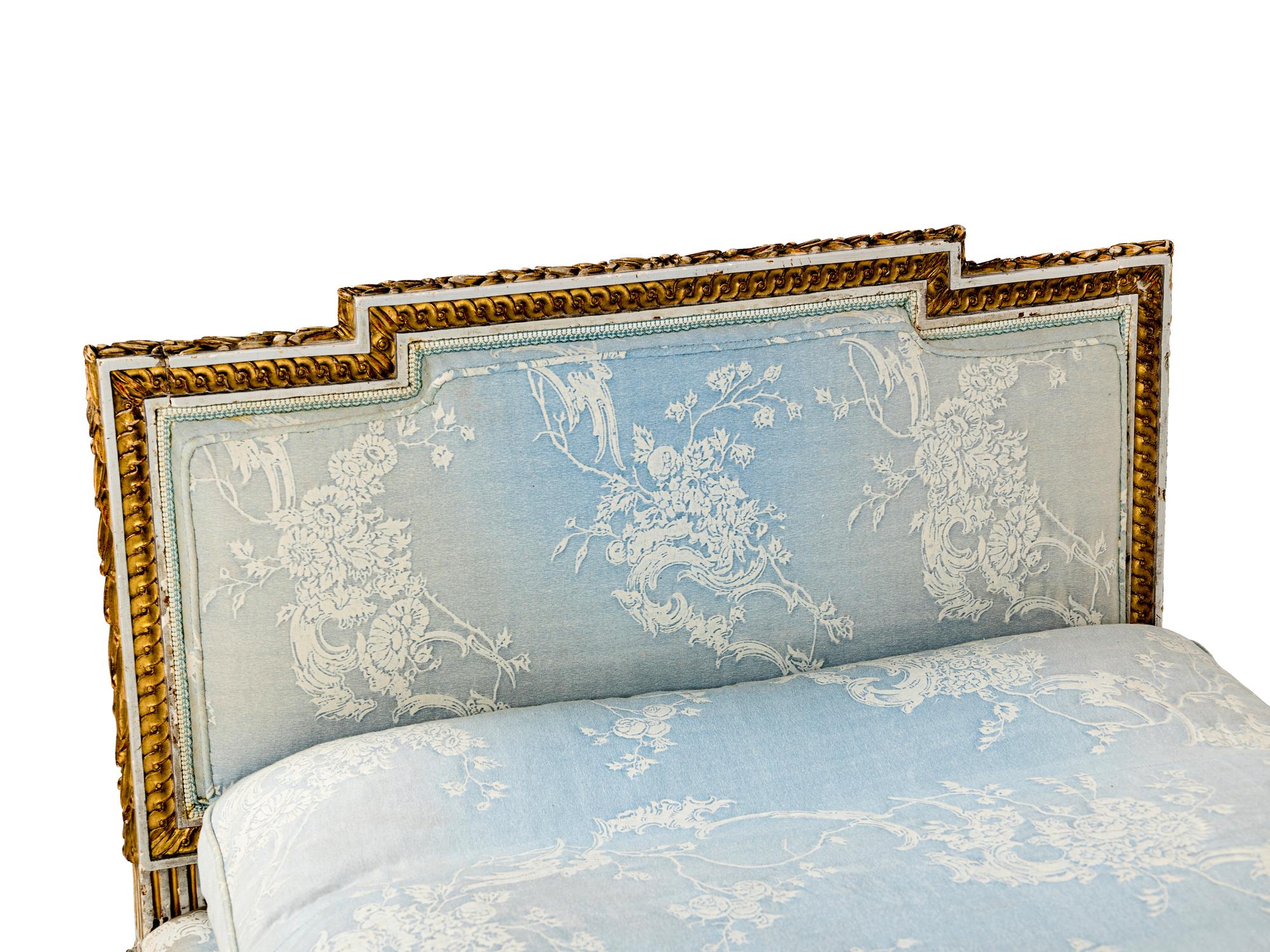 A Louis XVI Grey-Painted and Parcel-Gilt Lit du Jour
