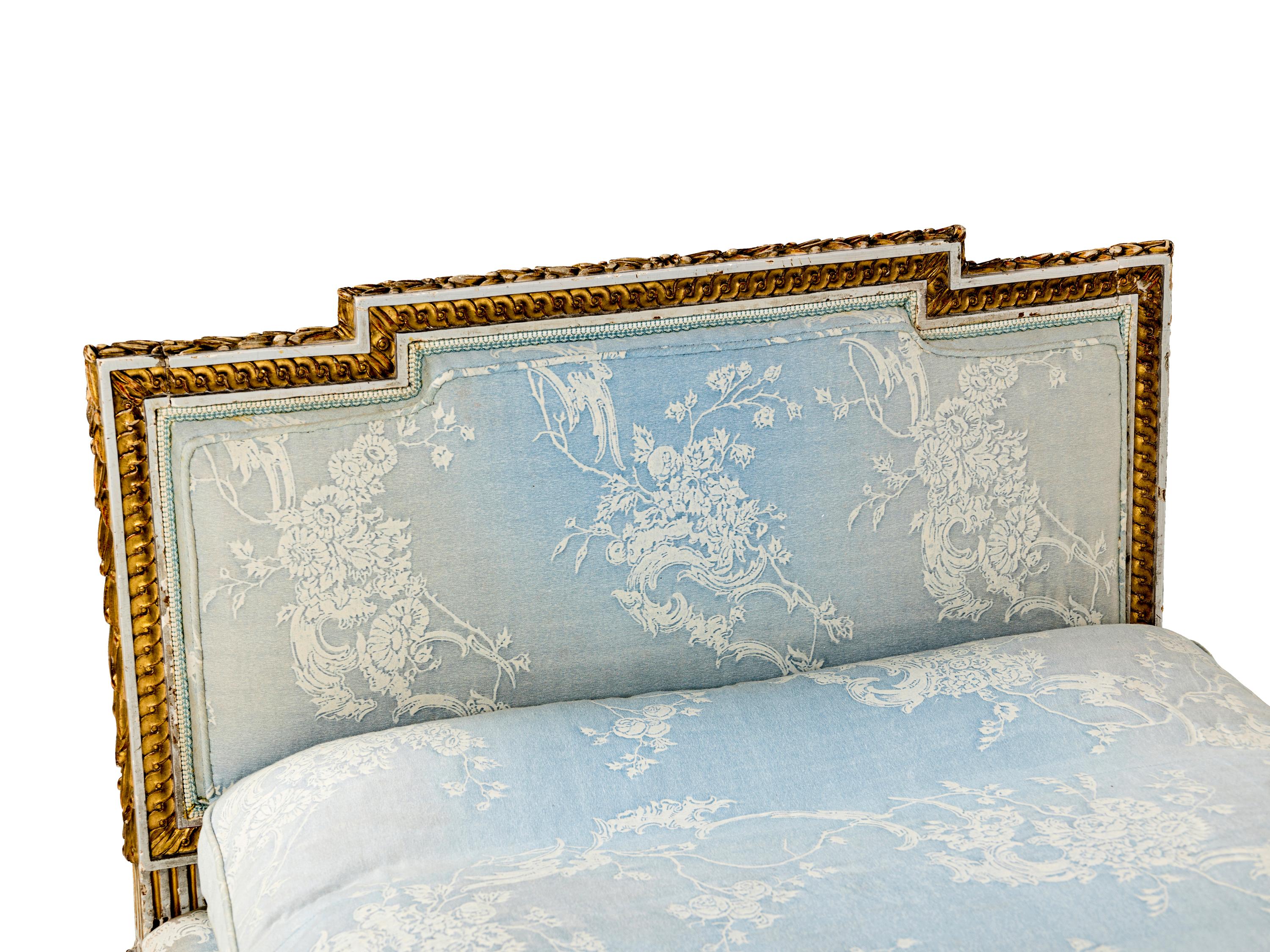 A Louis XVI Grey-Painted and Parcel-Gilt Lit du Jour