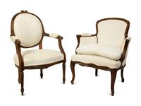 A Louis XV Style Bergere and a Louis XVI Style Fauteuil — EARLY 20TH CENTURY