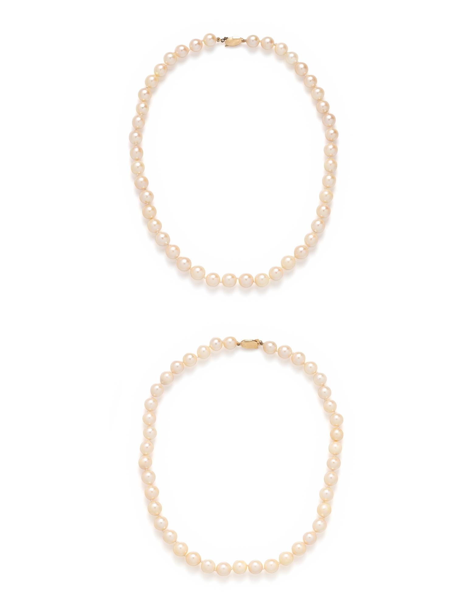 PAIR OF CULTURED PEARL NECKLACES