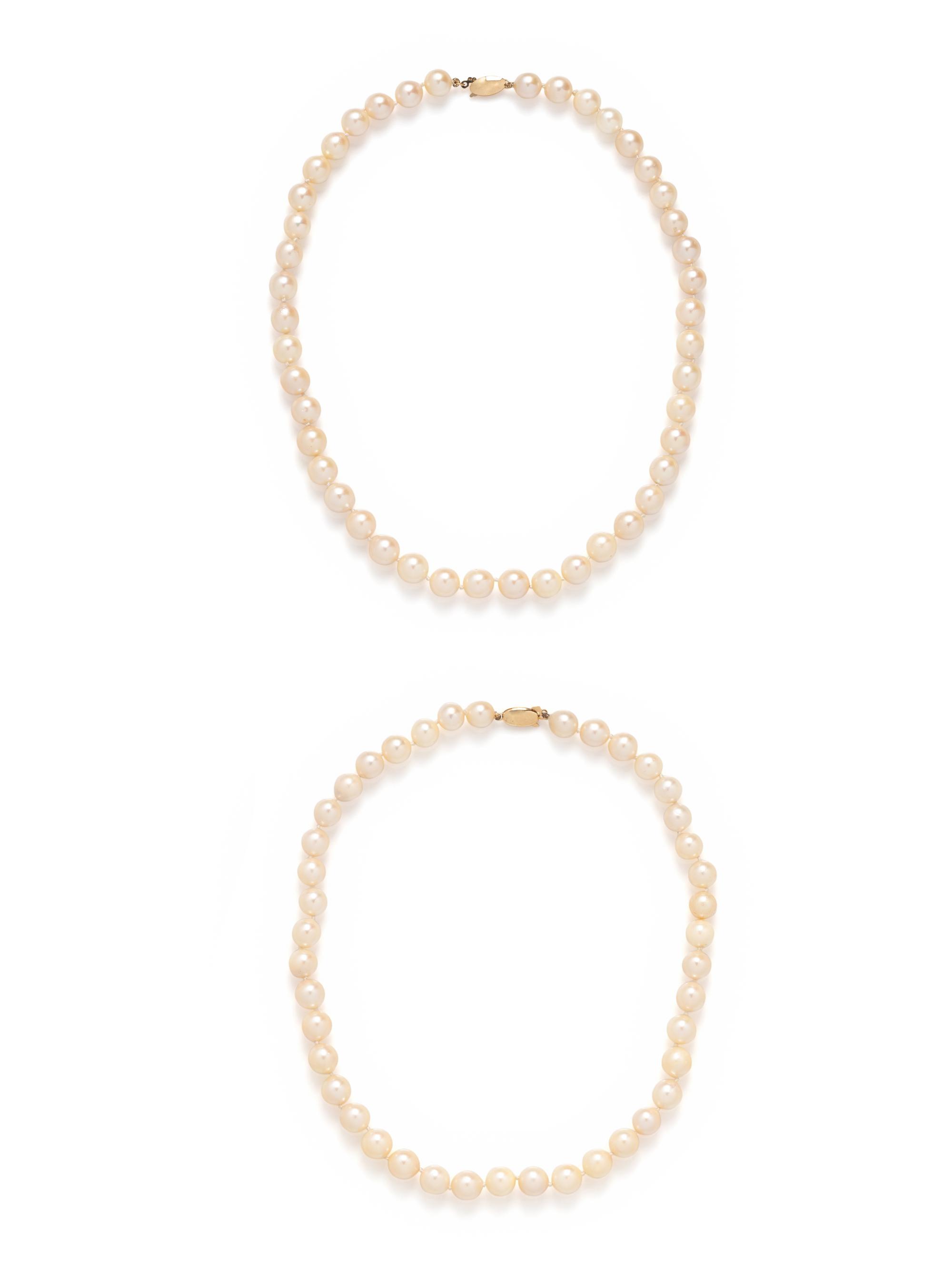 PAIR OF CULTURED PEARL NECKLACES